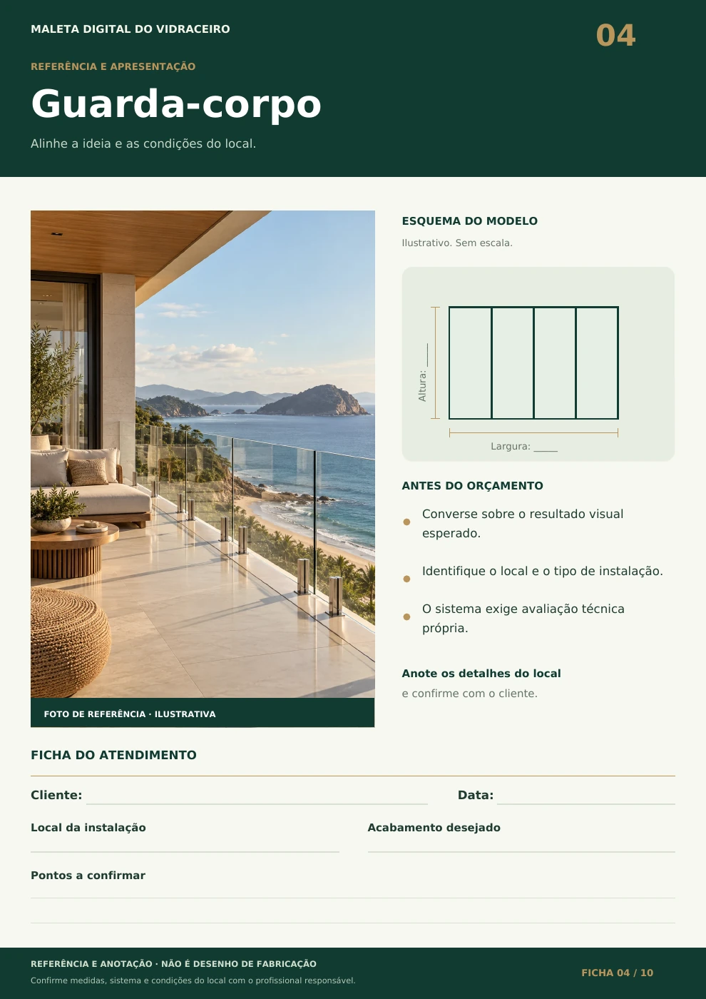 Ficha 04: Guarda-corpo, foto de referência e esquema de medidas
